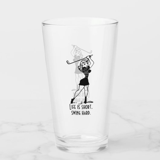 Funny Golfer Life Gezegde Retro Style Meisje Glas (Achterkant)