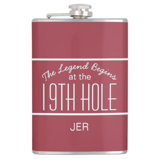 Funny Golfer Nineteenth Hole Monogrammed Initialen Heupfles (Voorkant)