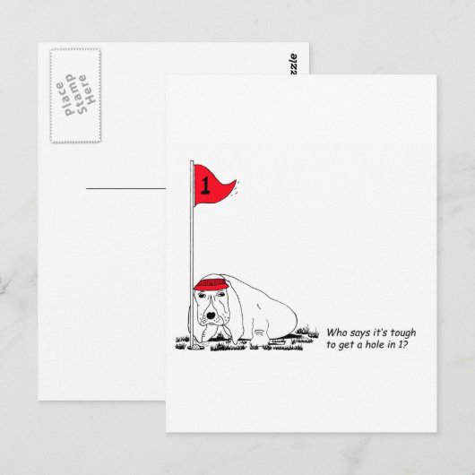 Funny Golfing Dog Briefkaart (Voorkant / Achterkant)