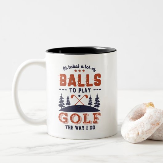 Funny Golfing Golfer-veel ballen voor Golf Tweekleurige Koffiemok (Met donut)