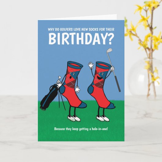 Funny Golfing Sokken Joke Kaart (Gele Bloem)