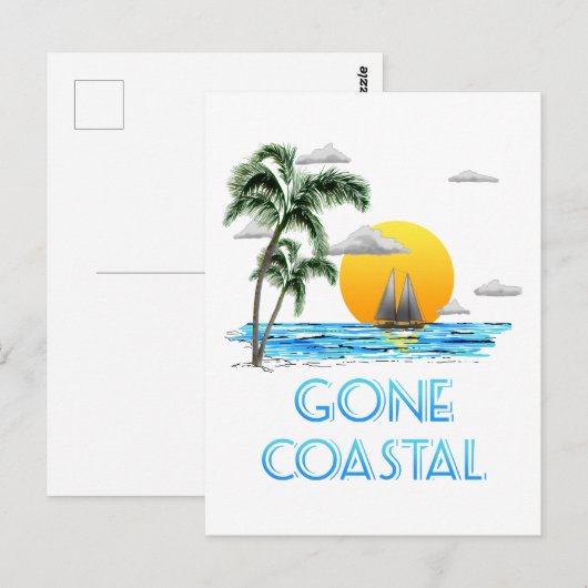 Funny Gone Coastal Nautical Sailing Sunset Briefkaart (Voorkant / Achterkant)