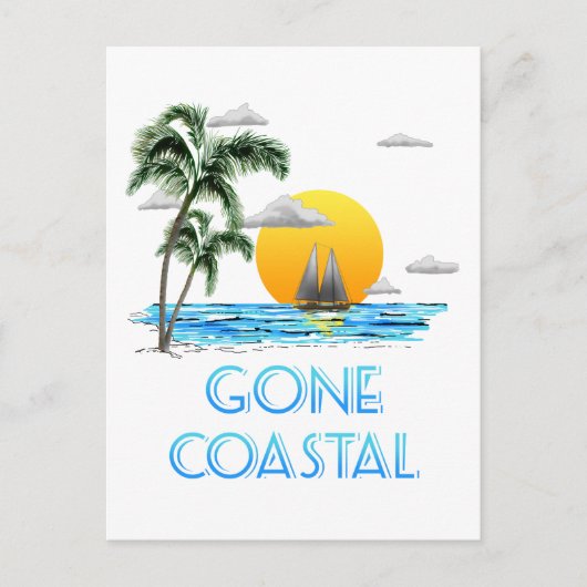 Funny Gone Coastal Nautical Sailing Sunset Briefkaart (Voorkant)
