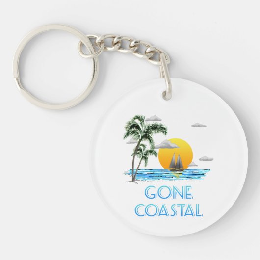 Funny Gone Coastal Nautical Sailing Sunset Sleutelhanger (Voorkant)