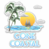 Funny Gone Coastal Nautical Sailing Sunset Sticker (Voorkant)