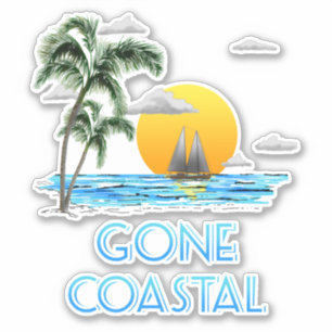 Funny Gone Coastal Nautical Sailing Sunset Sticker