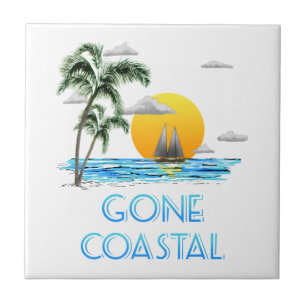 Funny Gone Coastal Nautical Sailing Sunset Tegeltje