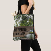 Funny Gone Vist Wooden Sign Lake Canvas tas (Dichtbij)