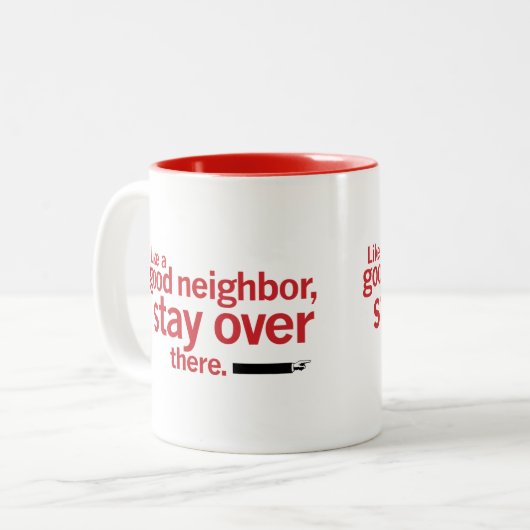 Funny Good ENBOR Social Distance Tweekleurige Koffiemok (Voorkant links)