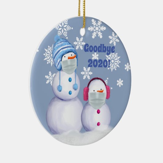 Funny Goodbye 2020 Snowman Ceramic Ornament (Rechts)