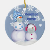 Funny Goodbye 2020 Snowman Ceramic Ornament (Voorkant)