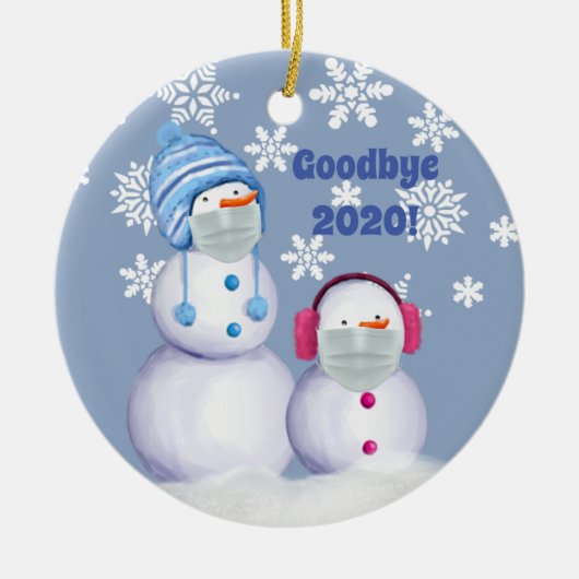 Funny Goodbye 2020 Snowman Ceramic Ornament (Voorkant)