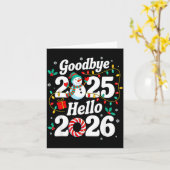 Funny Goodbye 2025 Hello 2026 Holiday Fun Snowman  Kaart (Gele Bloem)