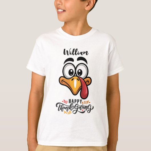 Funny Goofy Turkey Face Personalised Cartoon T-shirt (Voorkant)