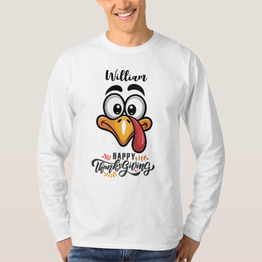 Funny Goofy Turkey Face Personalised Cartoon T-shirt (Voorkant)