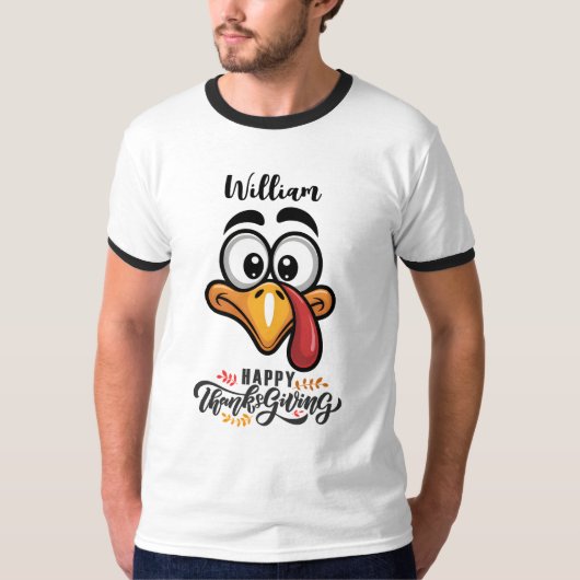 Funny Goofy Turkey Face Personalised Cartoon T-shirt (Voorkant)