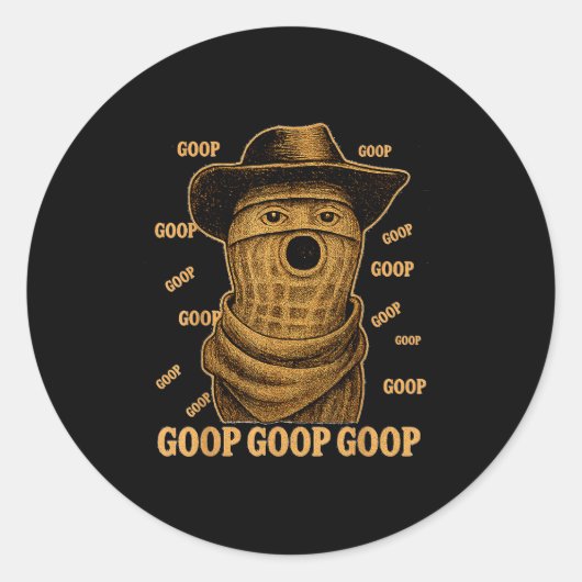 Funny Goop Goop Goop The Burnt Peanut Goop Bungula Ronde Sticker (Voorkant)