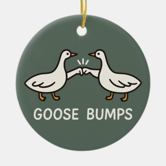 Funny Goose Bumps Cartoon | eerste bobbelganzendie Keramisch Ornament (Voorkant)