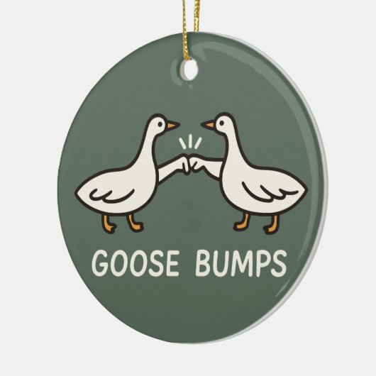 Funny Goose Bumps Cartoon | eerste bobbelganzendie Keramisch Ornament (Links)