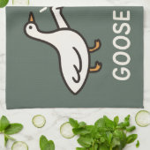 Funny Goose Bumps Cartoon | eerste bobbelganzendie Theedoek (Gevouwen)