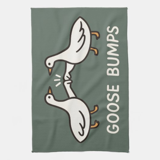 Funny Goose Bumps Cartoon | eerste bobbelganzendie Theedoek (Verticaal)
