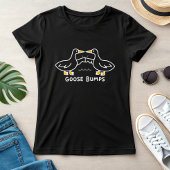 Funny Goose Bumps; Cartoon Geese Fist Bump Black T-shirt