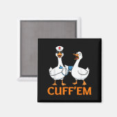 Funny Goose Cuff'em Nurse Graphic Tee Men Womens F Magneet (Voorkant / Achterkant)