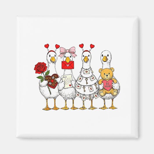 Funny Goose Happy Valentine Goose Cute Heart Lover Magneet (Voorkant)