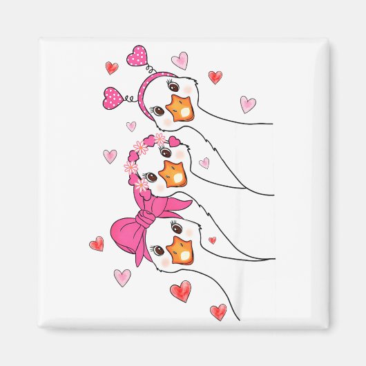 Funny Goose Happy Valentine Goose Cute Heart Lover Magneet (Voorkant)