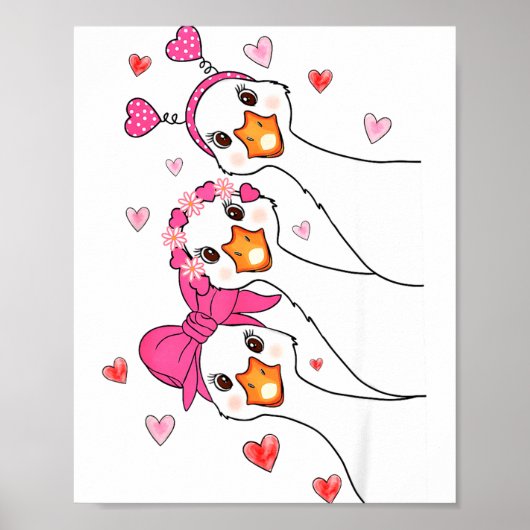 Funny Goose Happy Valentine Goose Cute Heart Lover Poster (Voorkant)