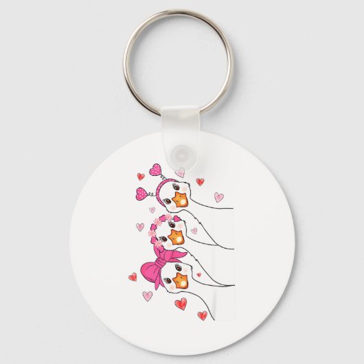Funny Goose Happy Valentine Goose Cute Heart Lover Sleutelhanger (Voorkant)