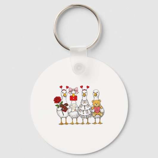 Funny Goose Happy Valentine Goose Cute Heart Lover Sleutelhanger (Voorkant)