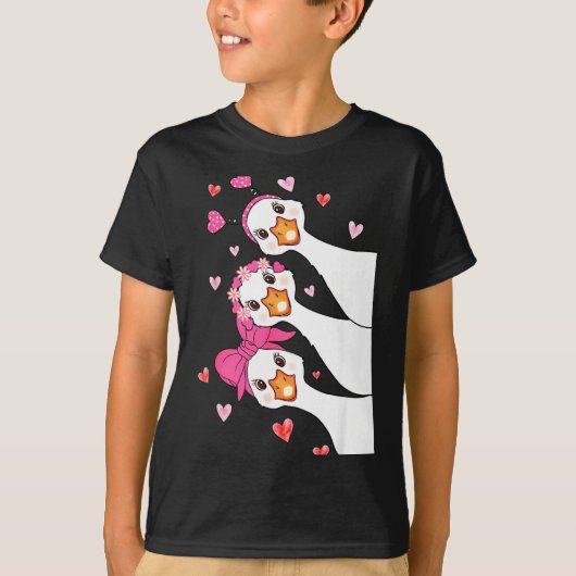 Funny Goose Happy Valentine Goose Cute Heart Lover T-shirt (Voorkant)