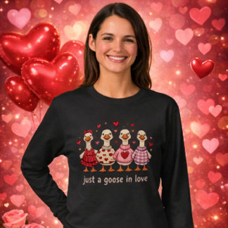 Funny Goose Valentines Womens T-shirt