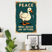 Funny goose with a knife illustration poster (Thuiskantoor)