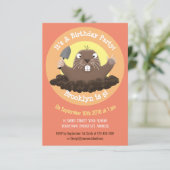 Funny gopher cartoon illustratie-uitnodiging kaart (Staand voorkant)