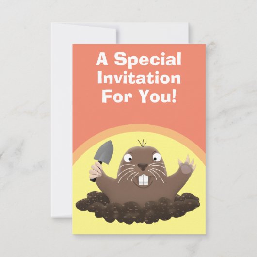 Funny gopher cartoon illustratie-uitnodiging kaart (Achterkant)