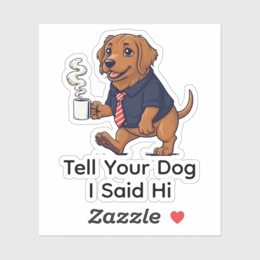 Funny Gordon Setter Dog Business Suit Coffee  Sticker (Vel)