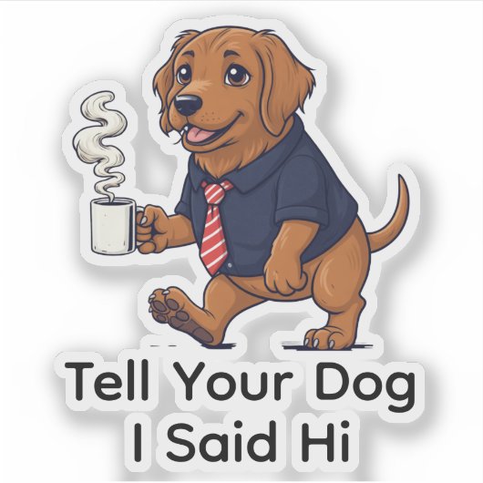 Funny Gordon Setter Dog Business Suit Coffee  Sticker (Voorkant)