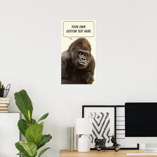 Funny Gorilla aangepast poster (Thuiskantoor)