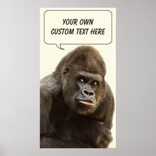 Funny Gorilla aangepast poster