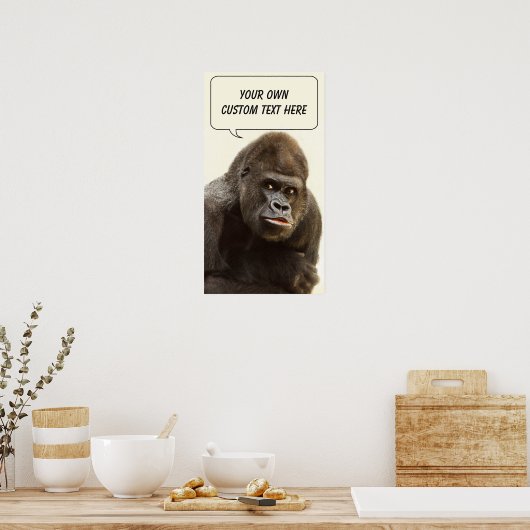 Funny Gorilla aangepast poster (Keuken)