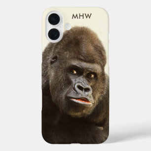 Funny Gorilla aangepaste monogram-telefoongevallen iPhone 16 Plus Hoesje