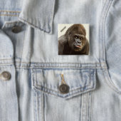 Funny Gorilla, aangepaste naam Vierkante Button 5,1 Cm (In situ)
