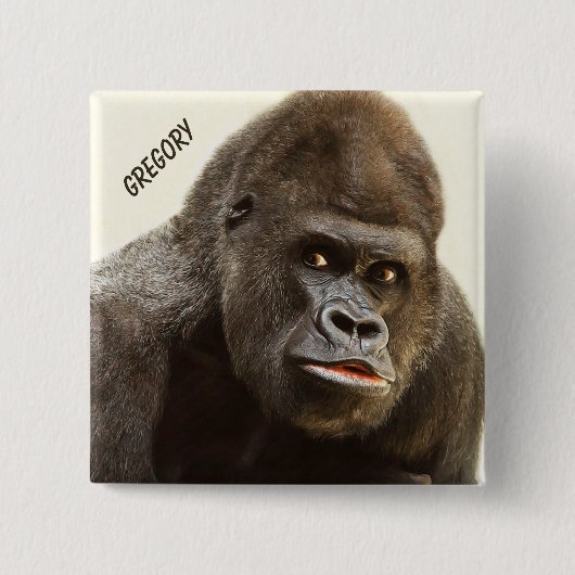 Funny Gorilla, aangepaste naam Vierkante Button 5,1 Cm (Voorkant)