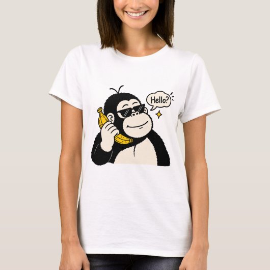 Funny Gorilla Banaan Telefoon Dames T-Shirt (Voorkant)