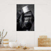 Funny Gorilla Bathroom Art Print, Toilet Paper Hat Poster (Keuken)