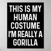 Funny Gorilla Costume Shirt Halloween Adults Kids Poster (Voorkant)