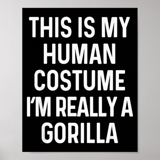 Funny Gorilla Costume Shirt Halloween Adults Kids  Poster (Voorkant)