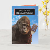 Funny Gorilla Flipping Geweldige BBQ Vaderdag Kaart (Gele Bloem)